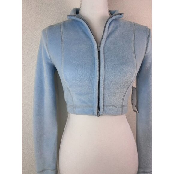 Urban Outfitters Out from Under women's small blue long sleeve cropped fuzzy top - Picture 2 of 11